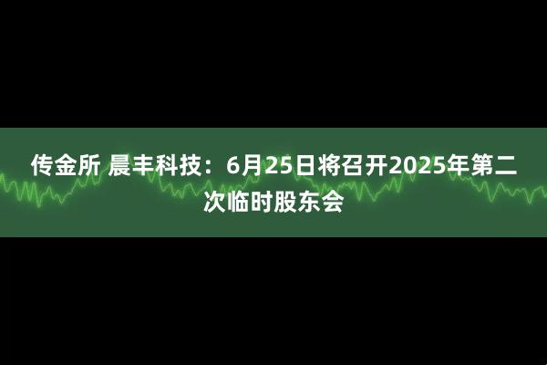 传金所 晨丰科技：6月25日将召开2025年第二次临时股东会
